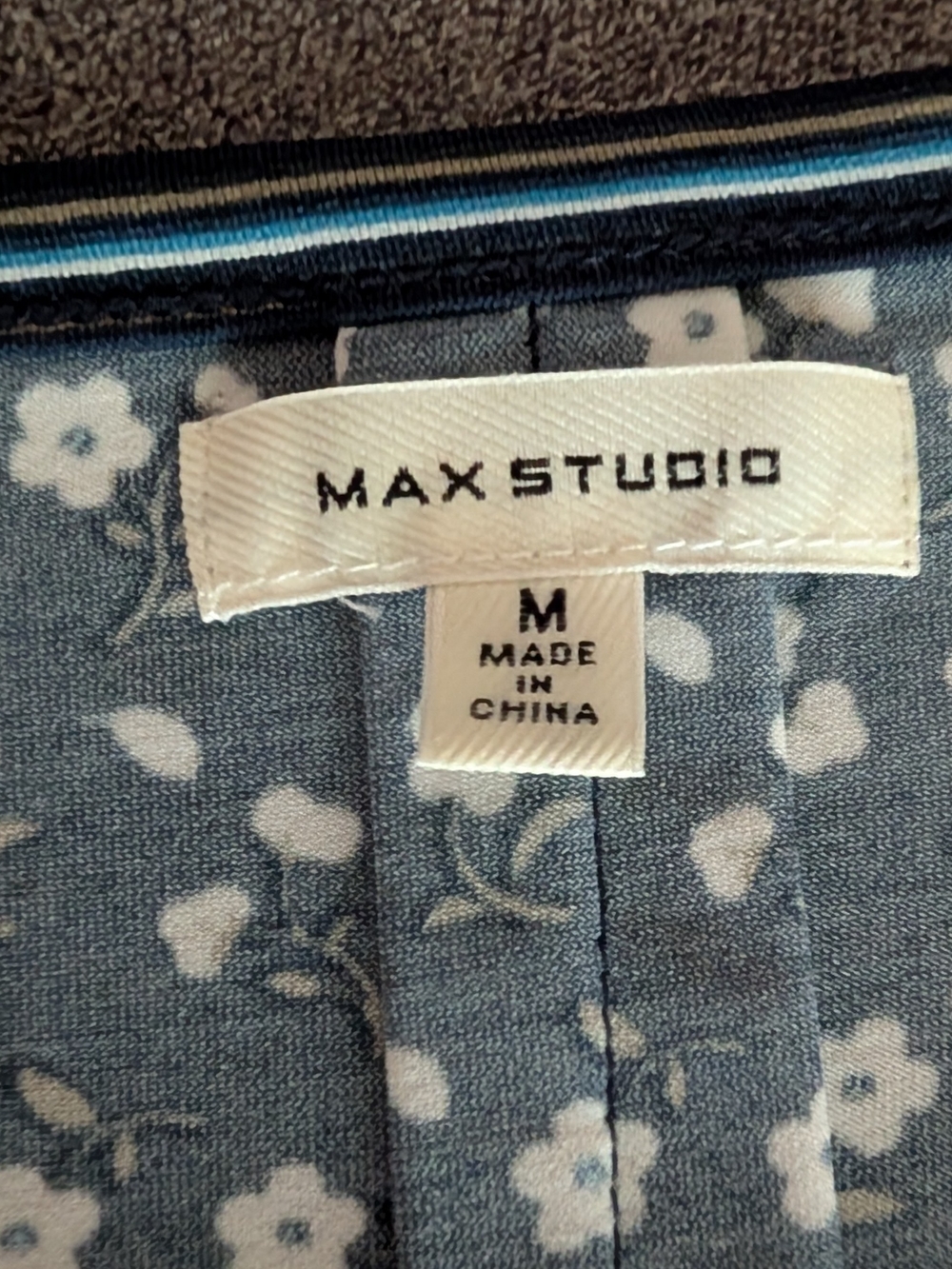 Max Studio Navy and White Floral Long-Sleeve Fit & Flare Dress - Picture 3 of 9